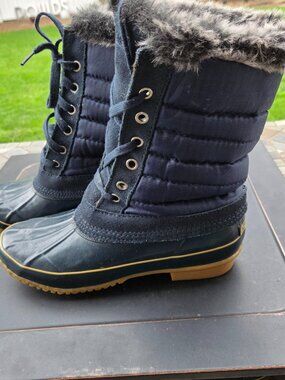 KHOMBU Boston Bean Navy Blue Women's Snow Boots Winter Outdoor Size 8M